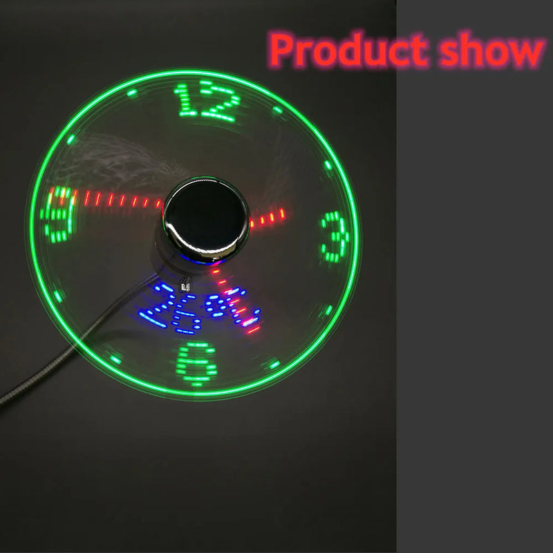 USB Fans Time And Temperature Display Creative Cool Gift Mini Fan With LED Light USB Gadgets Laptops PC Dropship New Products